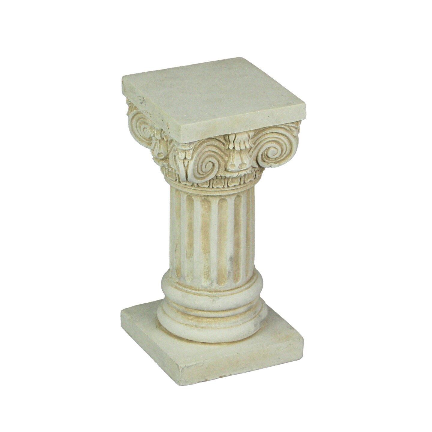 Antique White Solid Concrete Roman Ionic Column Pillar Pedestal 8.25 Inches High