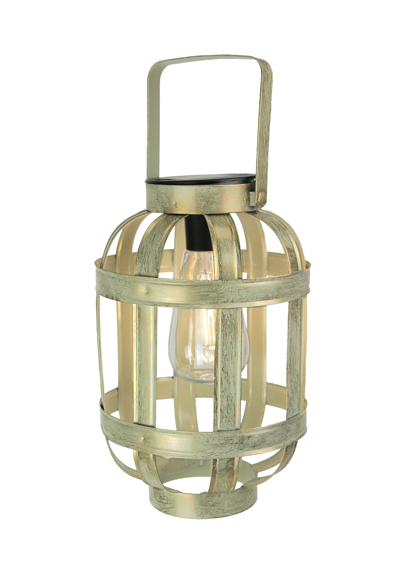 Metallic Gold Finish Industrial Style Solar Powered LED Hanging Lantern