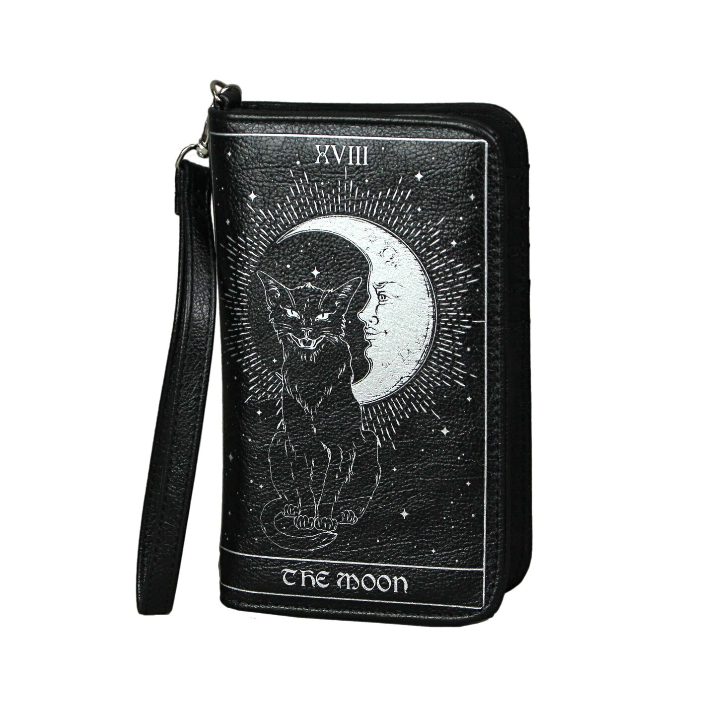 7 Inch Moon And Death Tarot Cards Vinyl Detachable Strap Wrist Wallet ID Holder