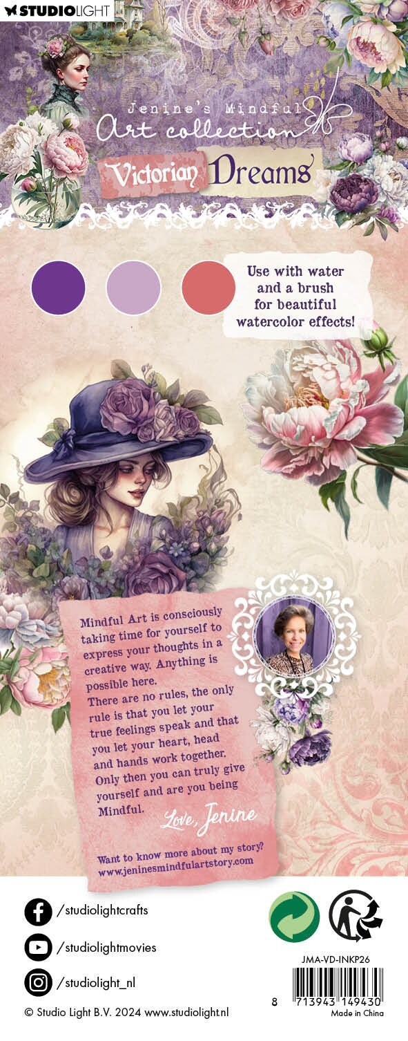 Studio Light Jenine's Mindful Art Water-Reactive Ink Pads-Nr. 26, Peonies Victorian Dreams