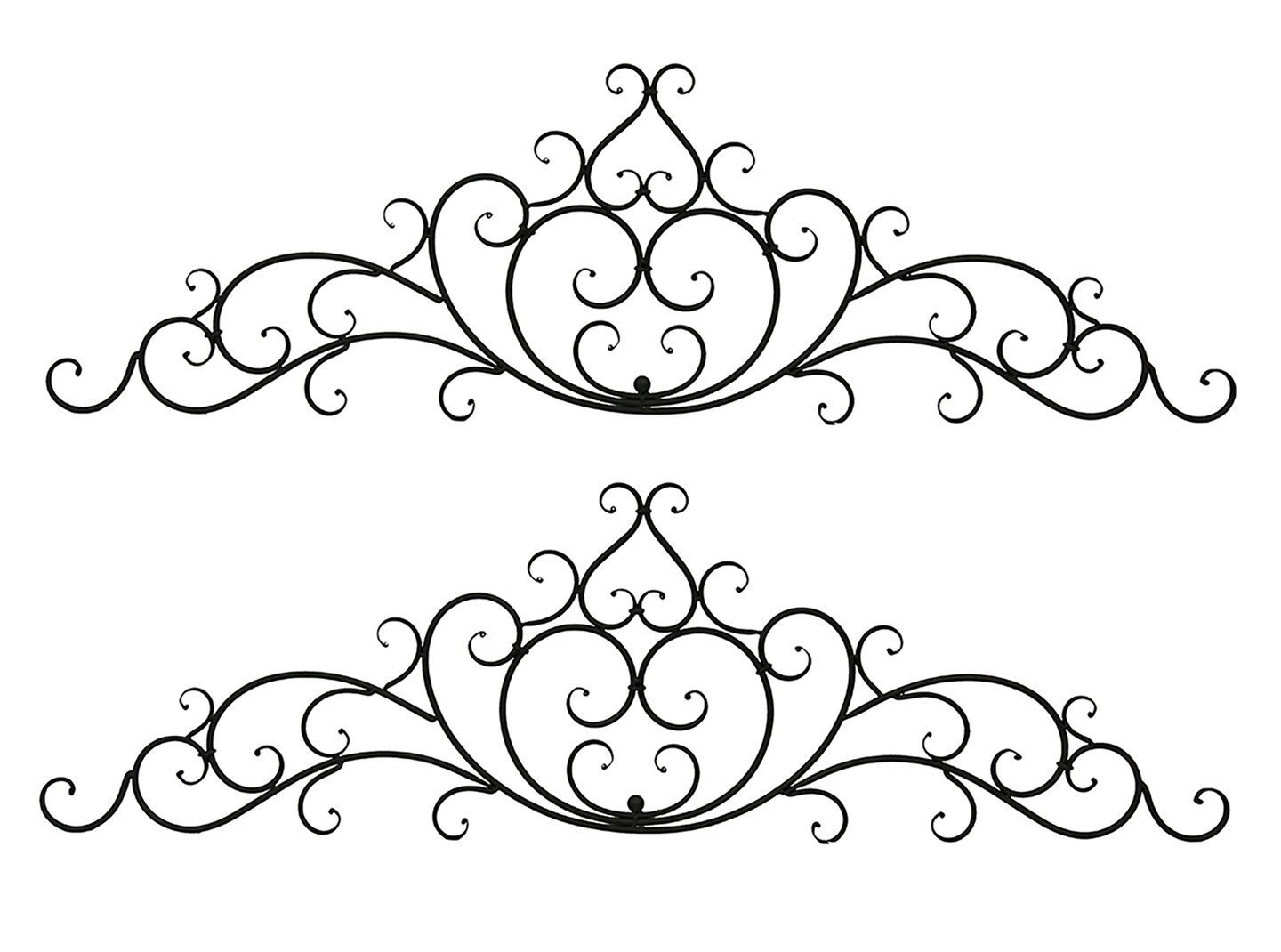 Set of 2 Decorative Wrought Iron Wall Scroll Metal Art Home Decor Ornate Plaque