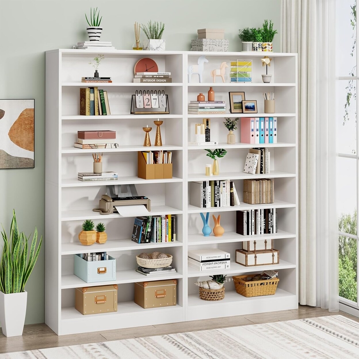 Tribesigns 70.86" Tall Bookcase Modern 9 Tier Freestanding Shelf White Storage