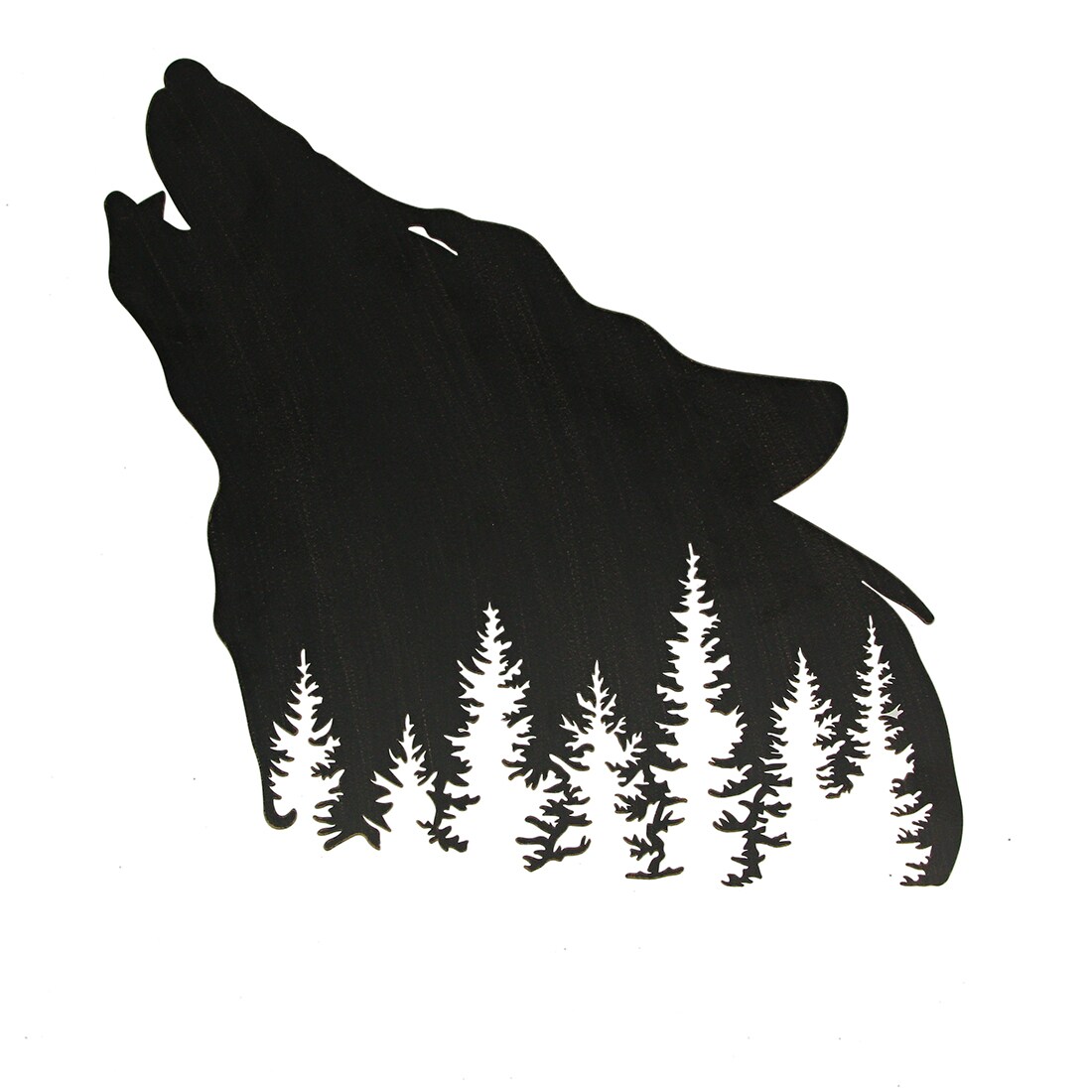 Black Wolf Silhouette Laser Cut Metal Wall Art Rustic Lodge Mountain Cabin Decor