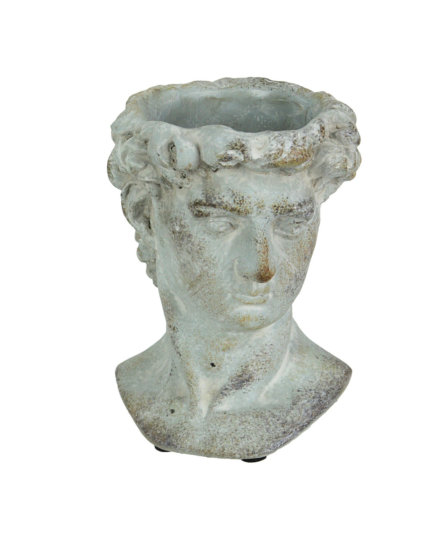 Michelangelo&#x27;s David Bust Distressed Cement Indoor/Outdoor Head Planter