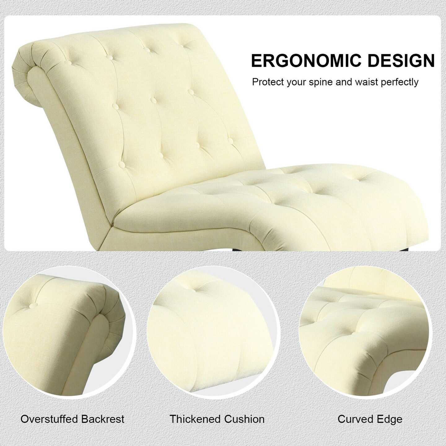 Costway Set of 2 Armless Accent Chair Upholstered Tufted Lounge Chair