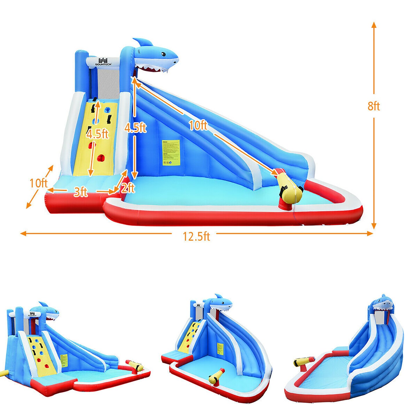 Costway Inflatable Water Slide Animal Shaped Bounce House Castle Splash Water Pool without Blower