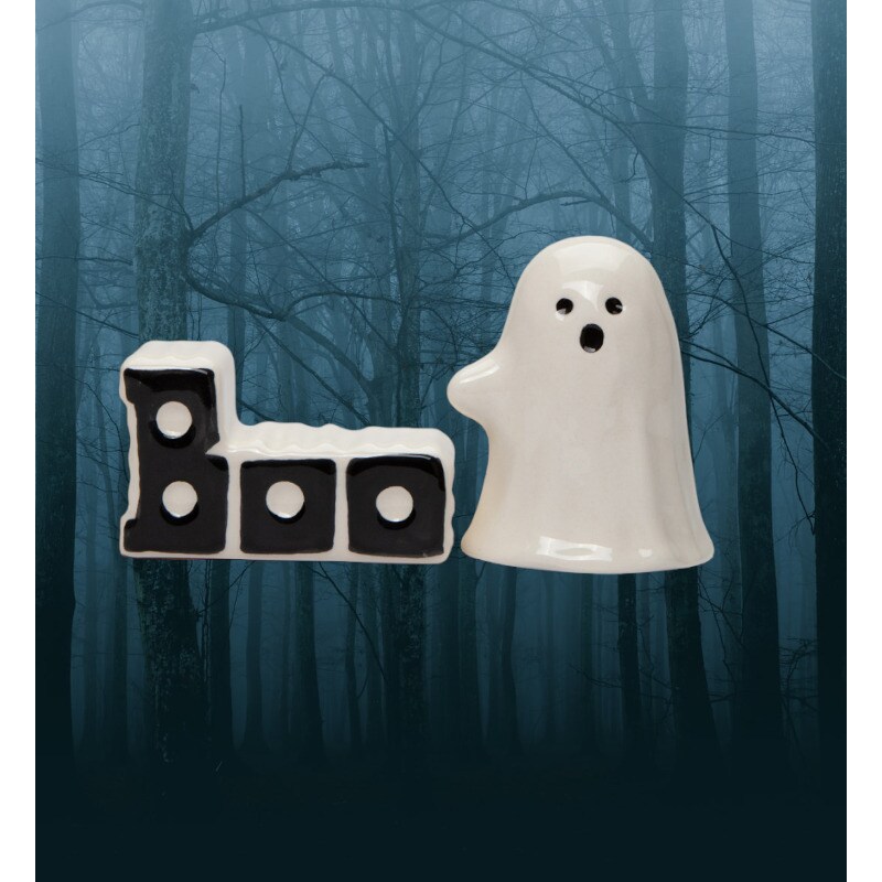 Ceramic Halloween Ghost And Boo Salt And Pepper Shakers, Home Decor for Kitchen