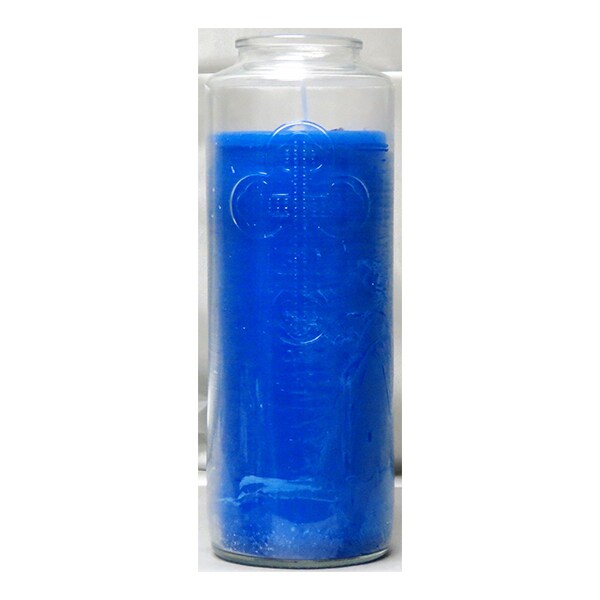 Prayer Glass Candle Solid Blue with Cross Sign Michaels