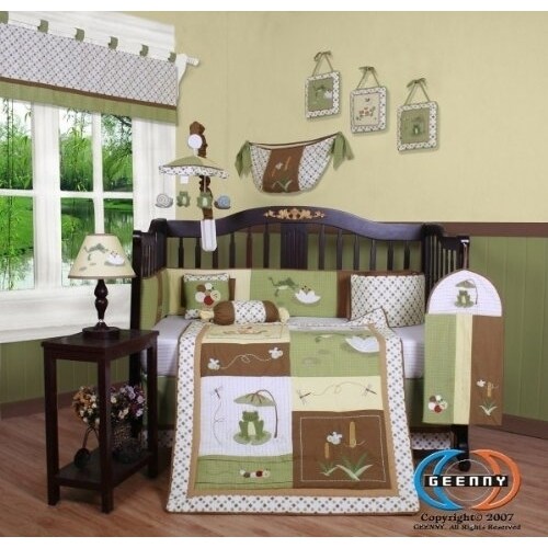GEENNY Bumperless 12PCS Leap Froggy Froggie Baby Nursery Crib Bedding Set By