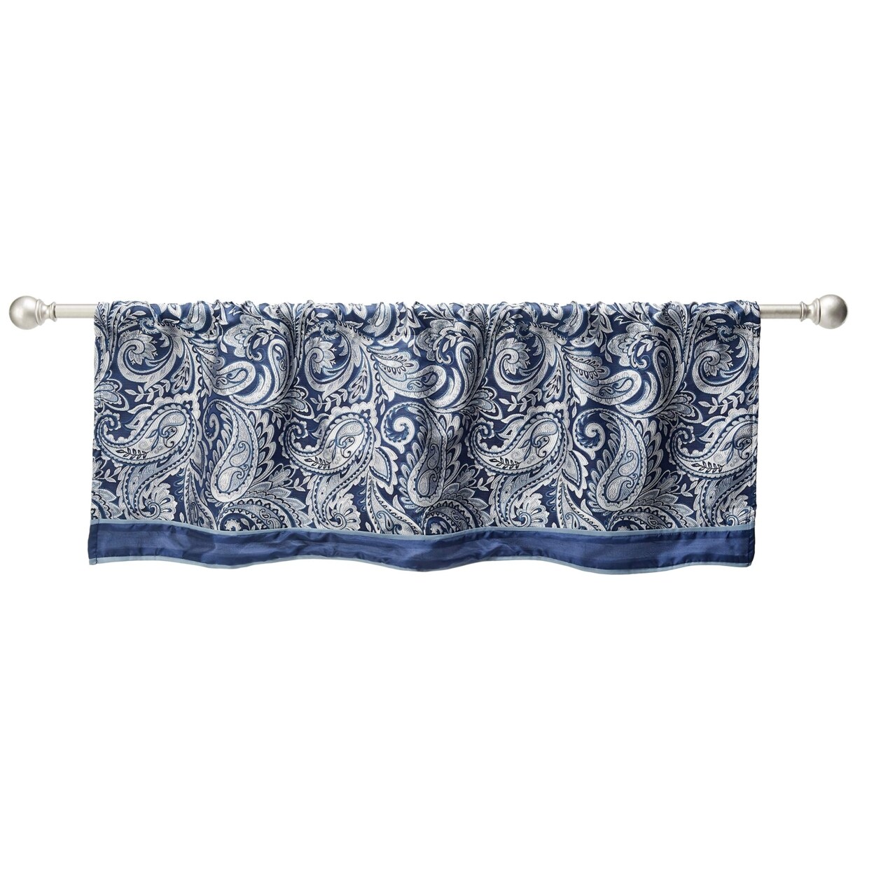 Madison Park   Aubrey Jacquard Window Valance Navy 50x18