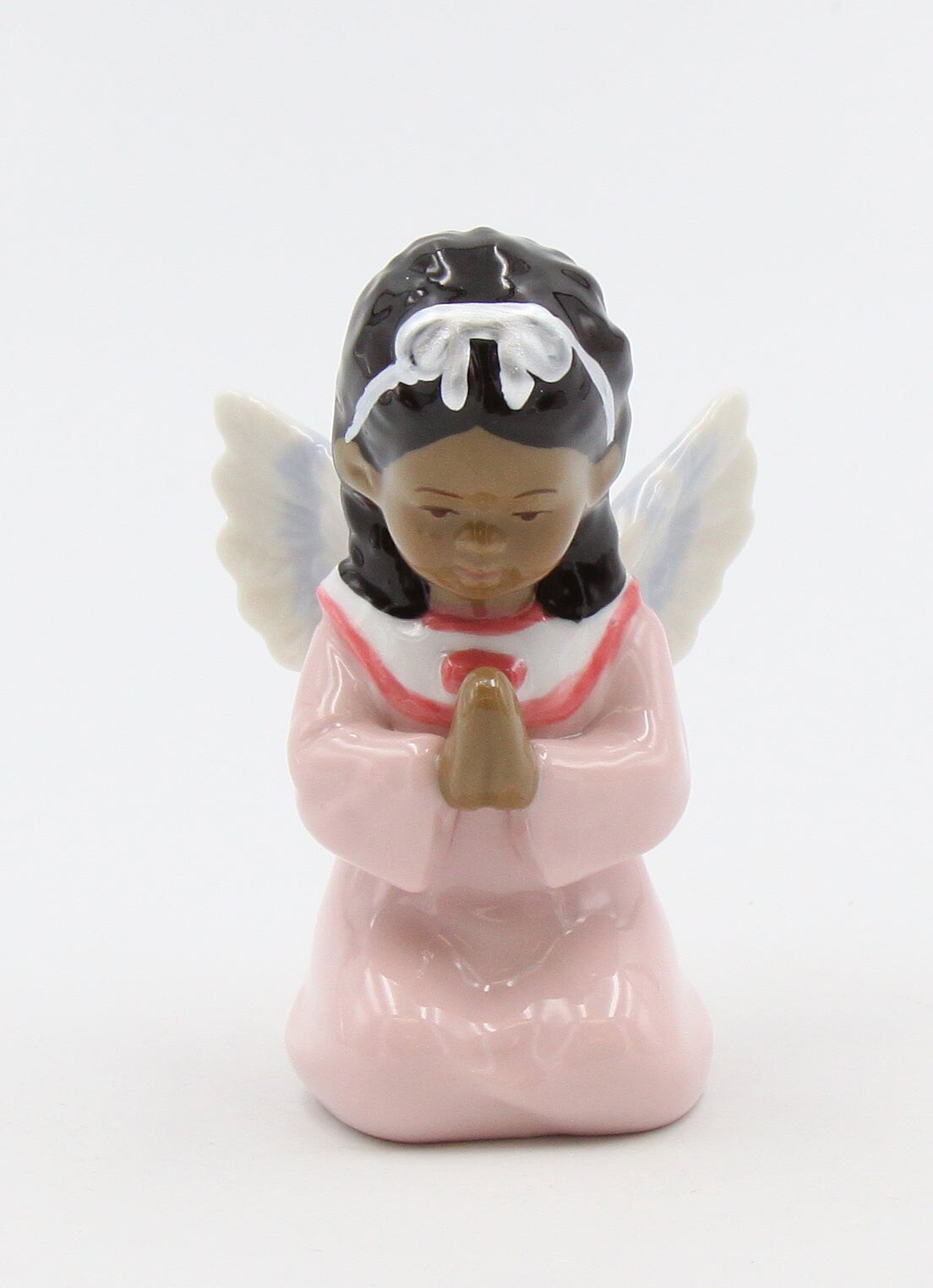 Ceramic African American Guardian Angel Girl Praying Figurine, Home D&#xE9;cor, Religious D&#xE9;cor, Religious Gift, Church D&#xE9;cor, Baptism Gift