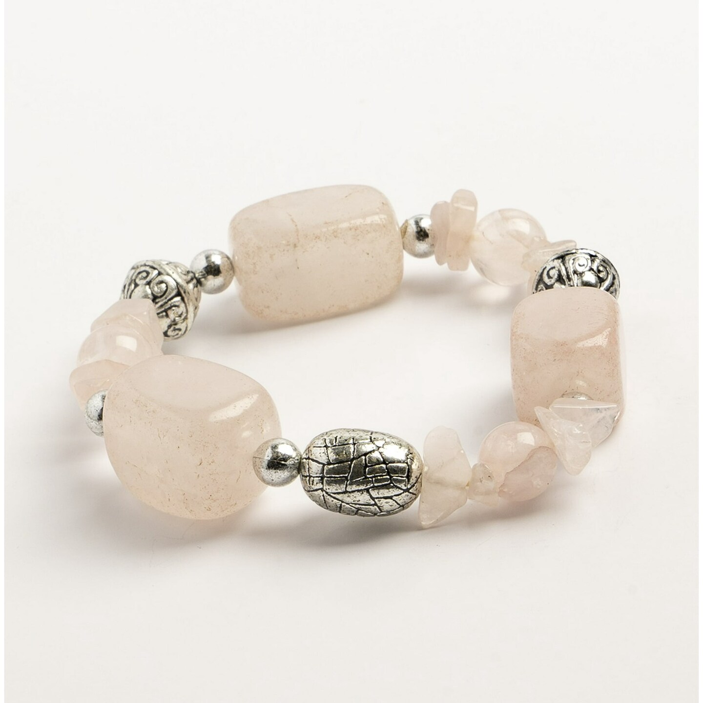 Earth's Jewels Semi-Precious Jasper Rose Quartz Natural Bracelet