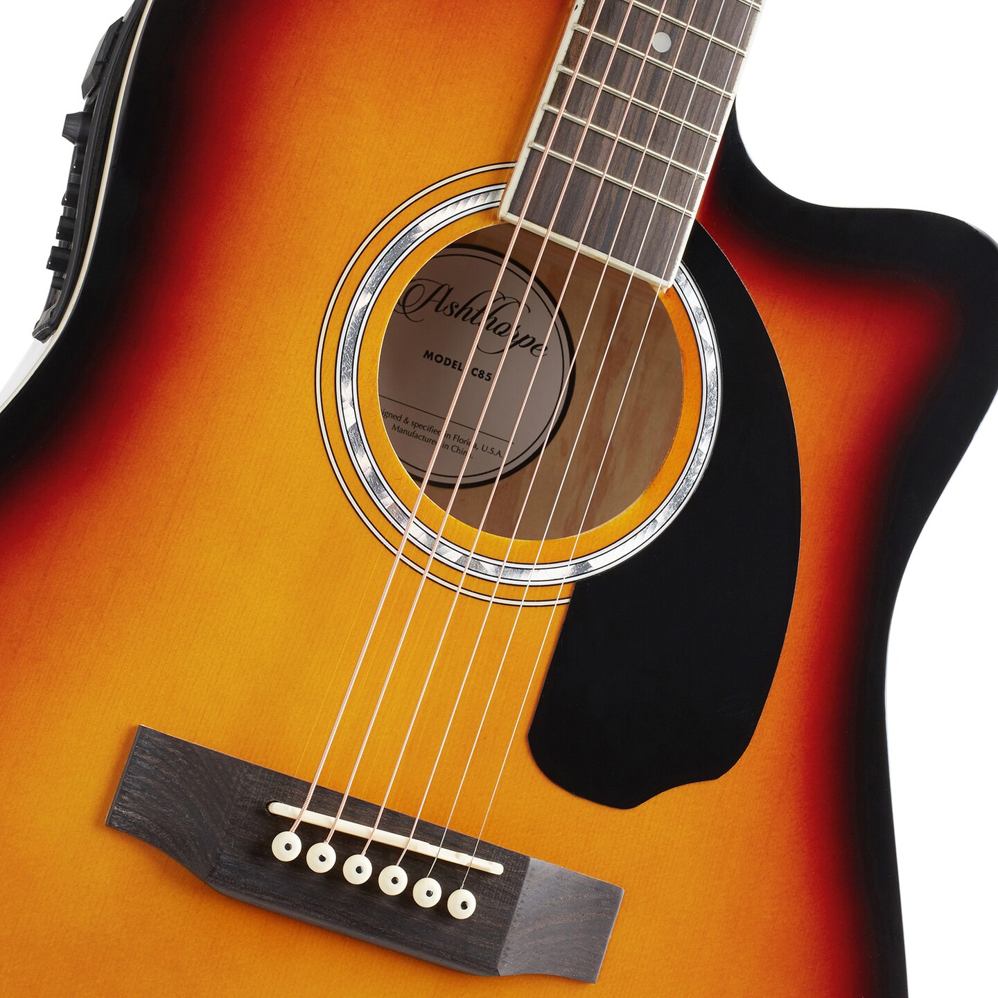 Ashthorpe Full-Size Dreadnought Cutaway Acoustic-Electric Guitar Bundle - Premium Tonewoods