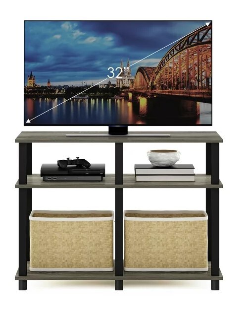 Romain Turn-N-Tube TV Stand, French Oak/Black, for TVs up to 40 inches