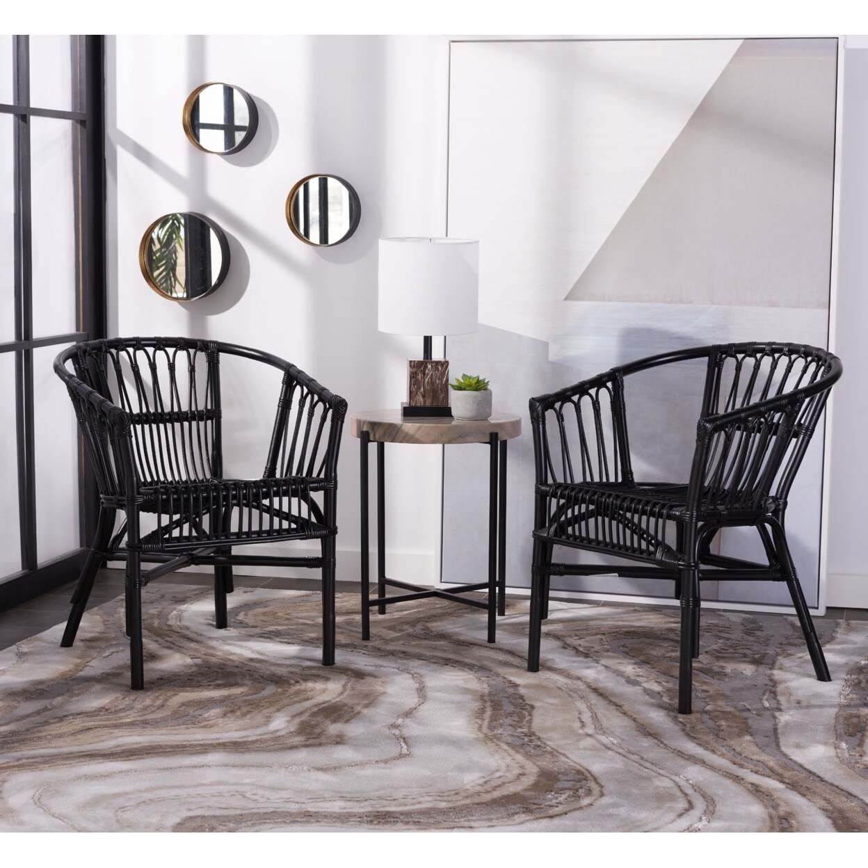 Safavieh   Adriana Rattan Accent Chair Black