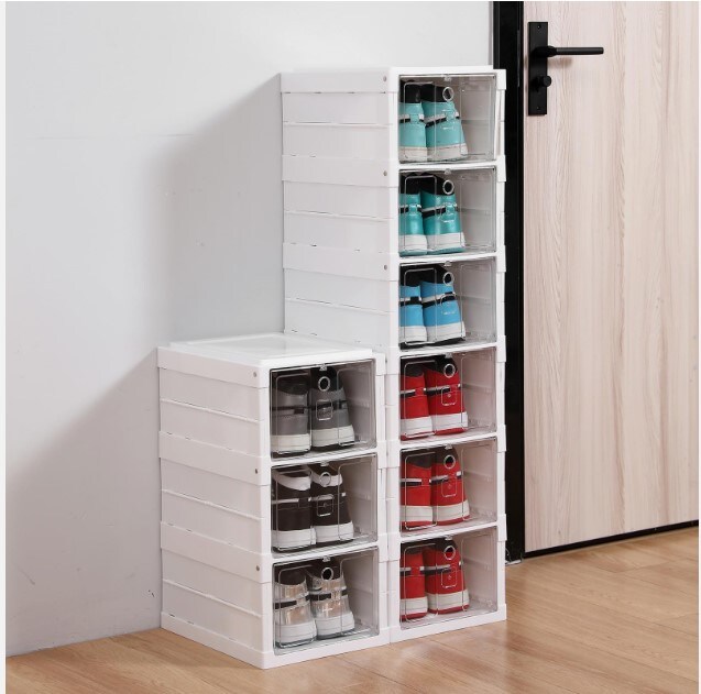 Foldable 3/6 Tiers Shoe Rack Organizer Box Stackable Storage Dust-Resistant Cover