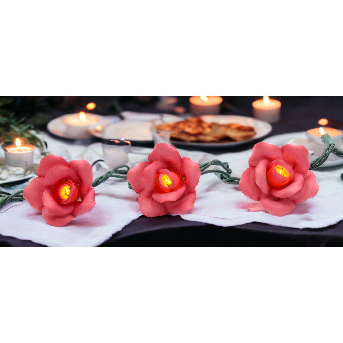 kevinsgiftshoppe Ceramic Rose Flower Light Covers-Set of 3