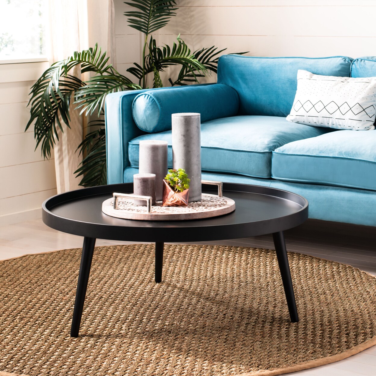 Safavieh   Fritz Round Tray Top Coffee Table Black