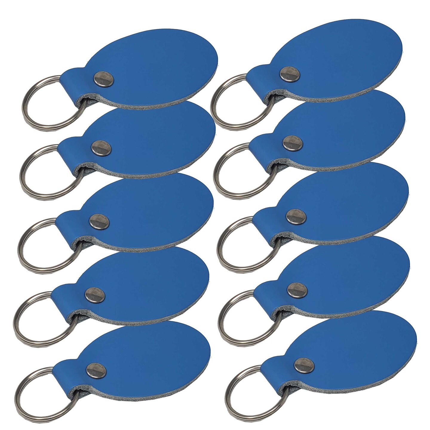 Oval Leather Keychains Kit – Full-Grain Latigo, DIY Personalization Ready, 10 Pack