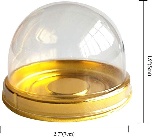100 Pieces Mini Cupcake Container with Clear Dome 2 Inch Transparent Plastic Muffins Cheese Pastry Dessert Mooncake Display Holder for Wedding Birthday Party (Gold)