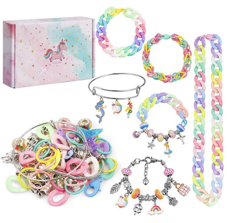 Kitcheniva 180 Pcs Girls Bracelet Making DIY Kit Beads Charms Pendant Crafts