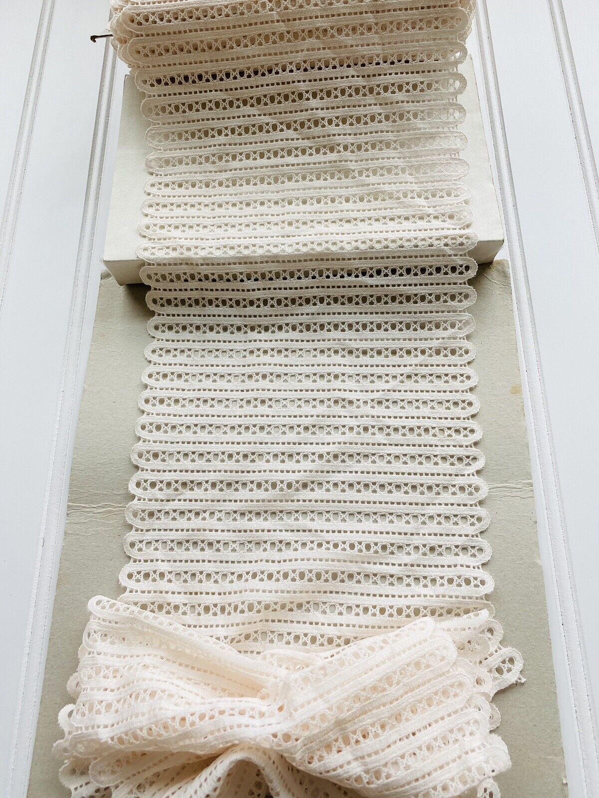 Kitcheniva Stretch Light Pink Eyelet Vertical Striped Lace Trim Sewing