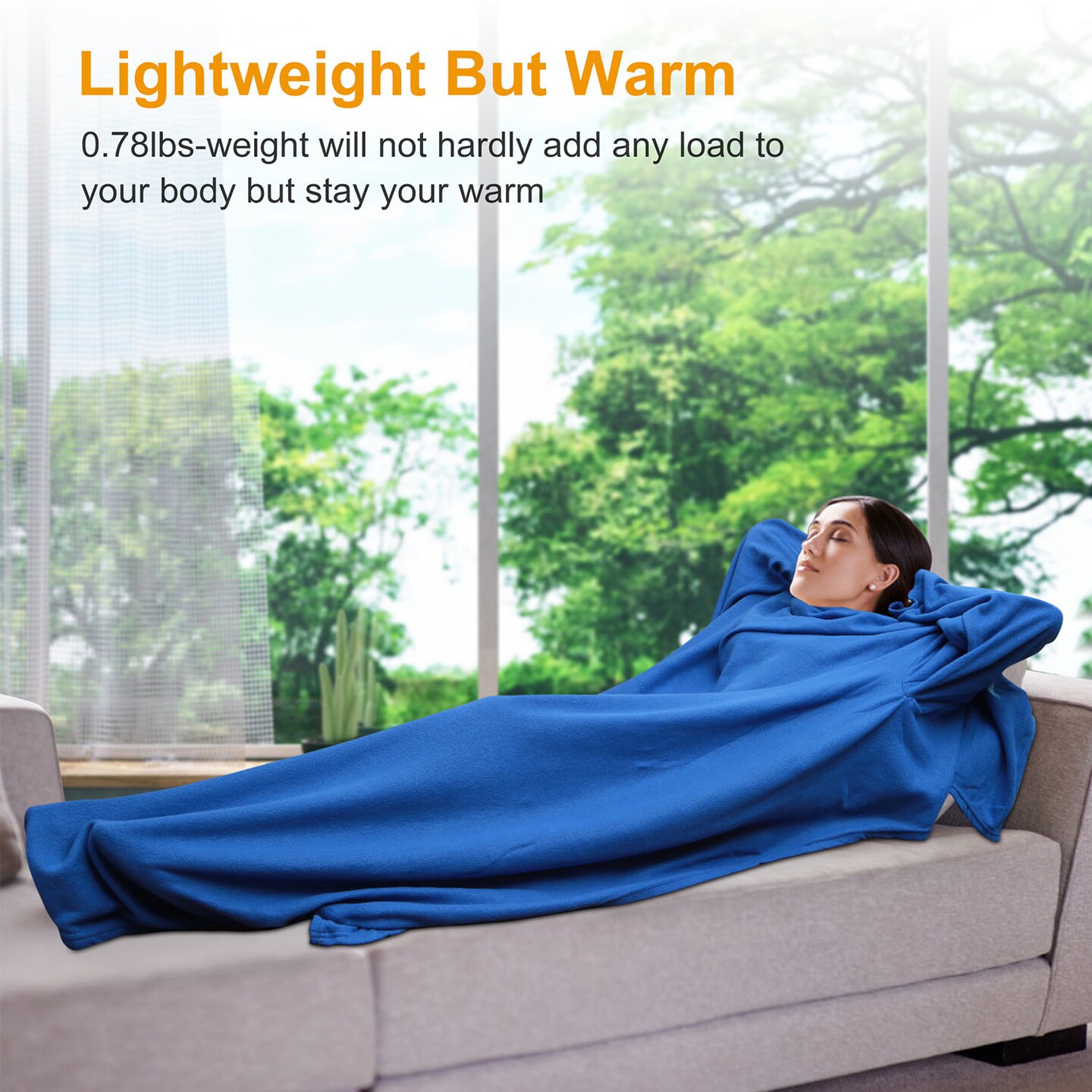 Wearable Fleece Blanket with Sleeves Cozy Warm Microplush Sofa Blanket Extra Soft Lightweight for Adult Women Men 3 Colors