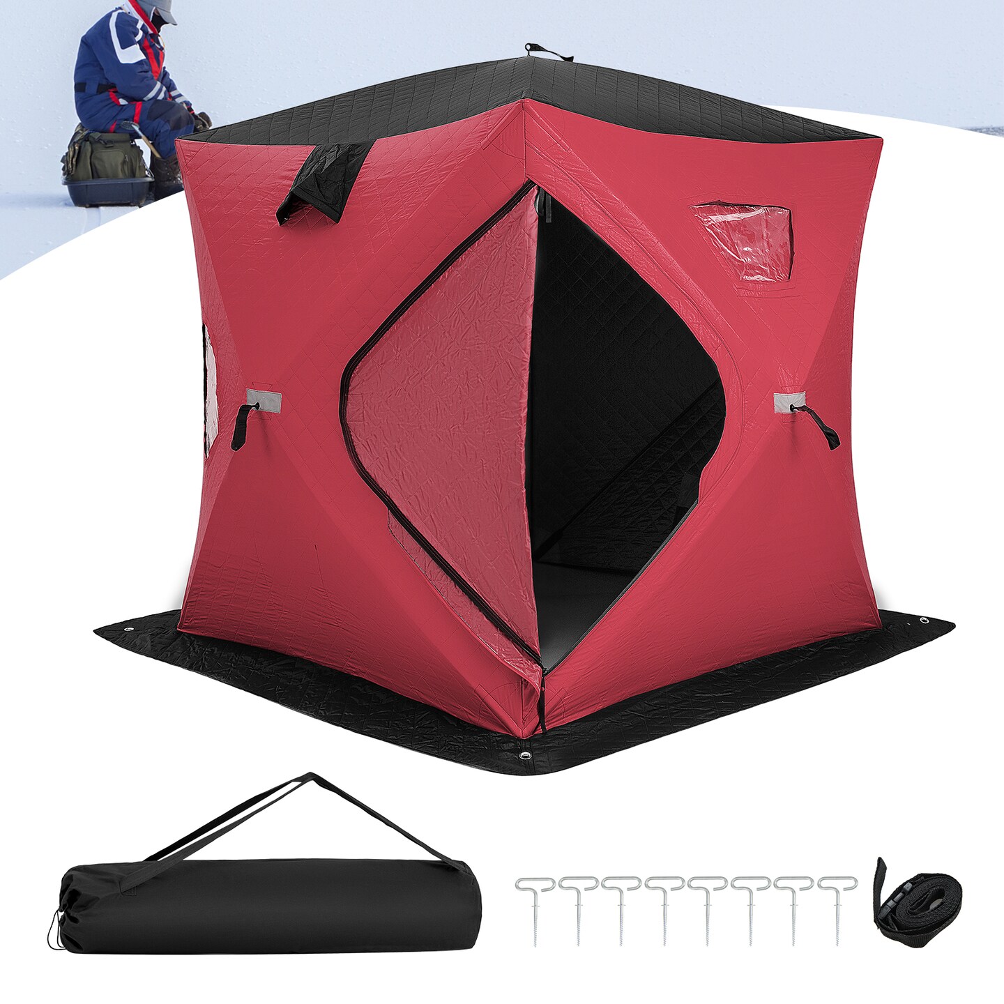 Portable 2 Person Ice Shanty With Cotton Padded Walls