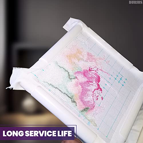 11 Inch Plastic Embroidery Hoop - White Plastic Sewing Hoops Hand Embroidery Hoops Embroidery Snap Frame - Snap Needlework Frame Cross Stitch Frame Square Embroidery Hoop for Cross Stitching, Quilting