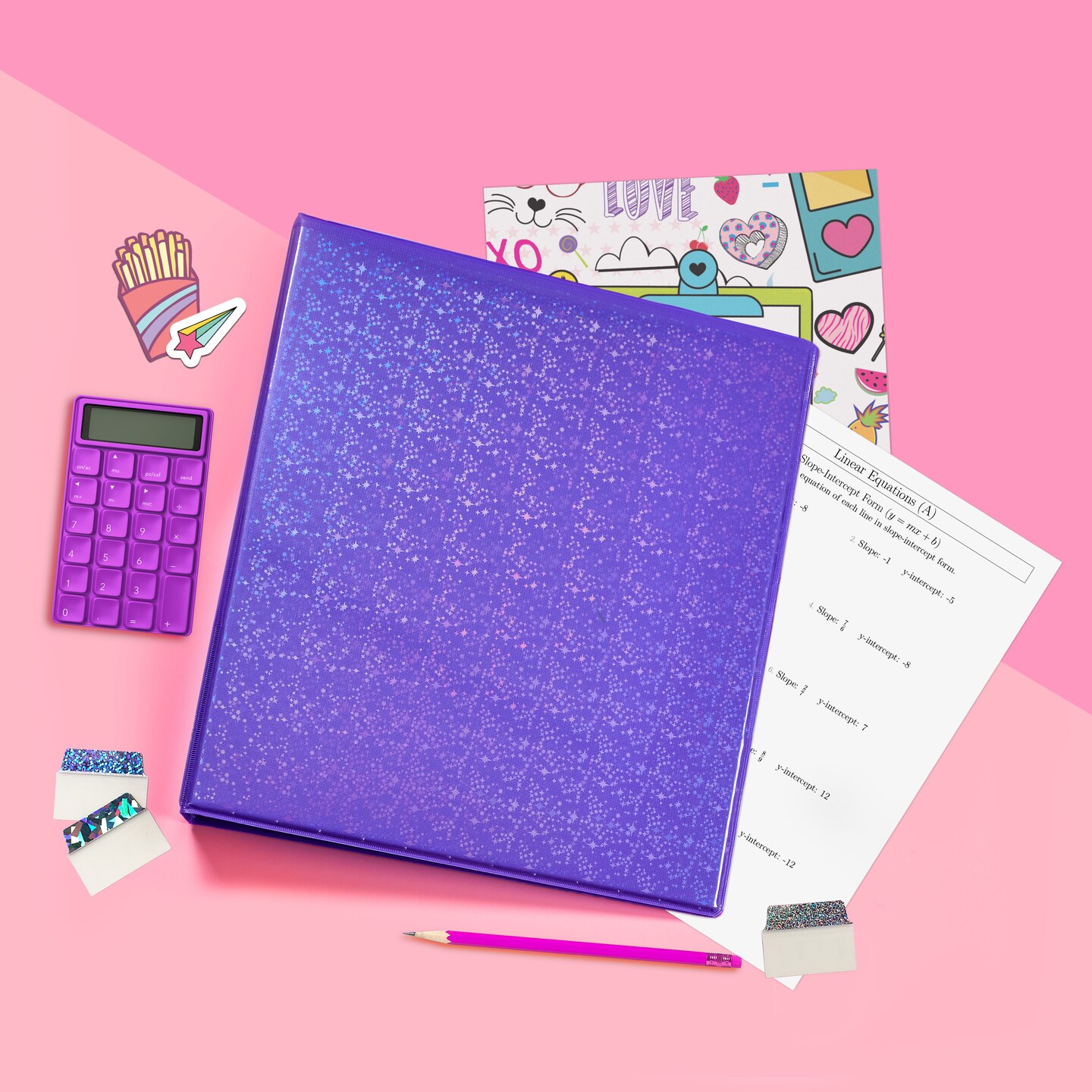 Avery Luxe Collection Durable Holographic 3 Ring Binder, Customizable View Cover, 1 Inch Round Rings, 1 Holographic Violet Binder (03226)