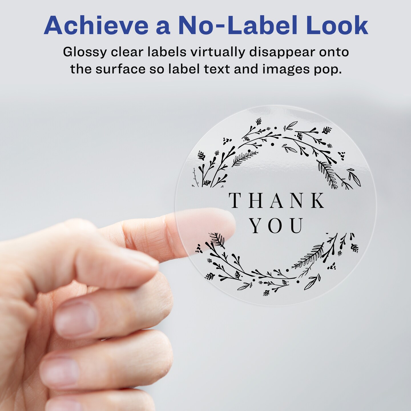 Avery Printable Round Labels with Sure Feed, 2&#x22; Diameter, Glossy Clear, 120 Customizable Labels (22825)