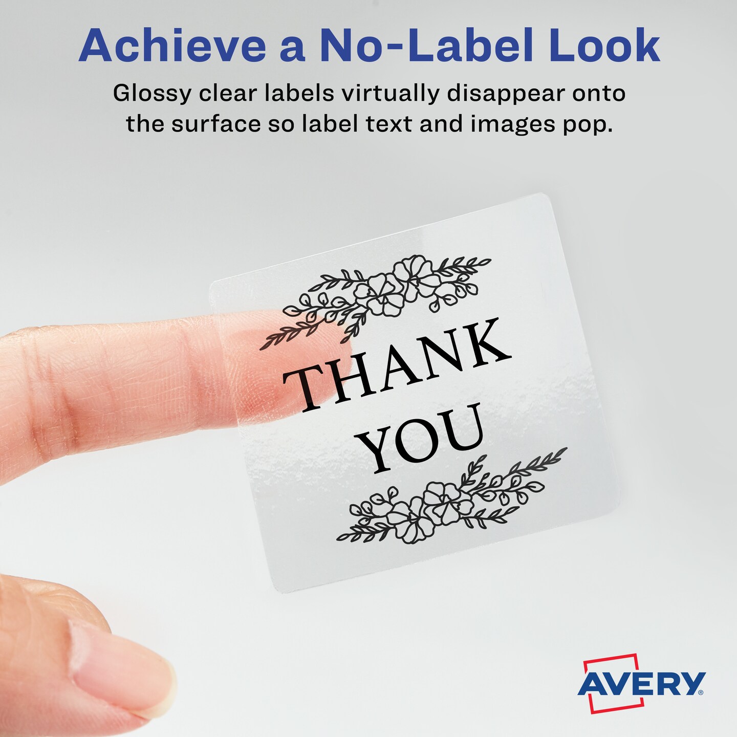 Avery Printable Blank Square Labels, 2" x 2", Glossy Crystal Clear, 120 Customizable Labels (22853)