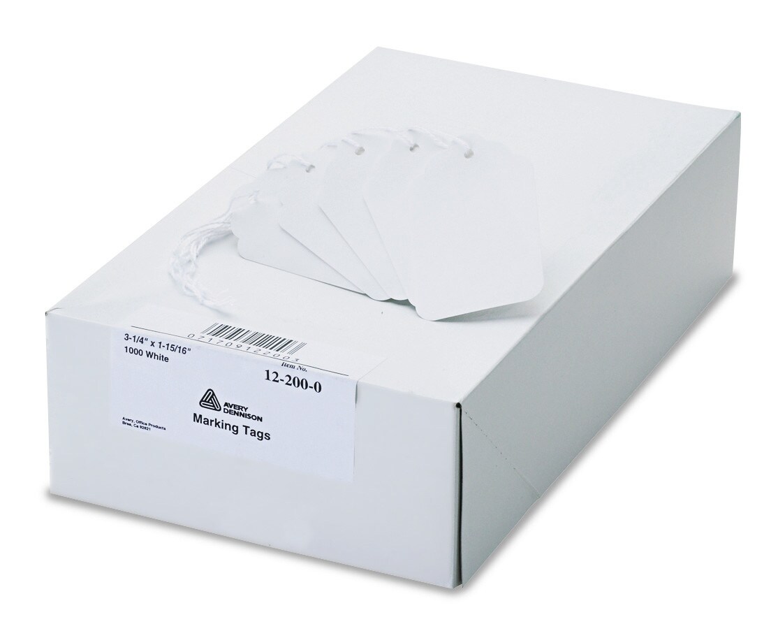 Avery Marking Tags, Strung, 3-1/4&#x22; x 1-15/16&#x22;, 1,000 Tags (12200)