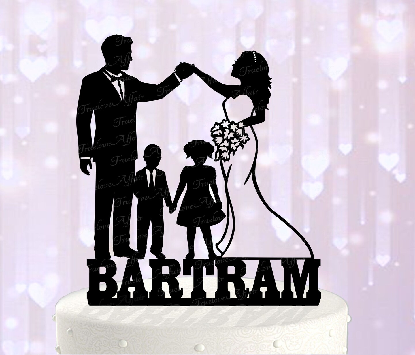 Family Wedding Cake Topper ~ Bride, Groom, Boy and Girl ~ Custom ...