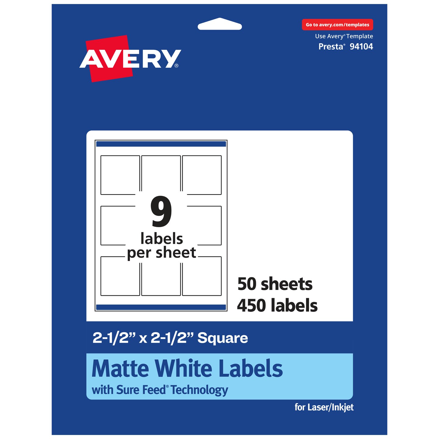 Avery Matte White Square Labels, 2.5&#x22; x 2.5&#x22;