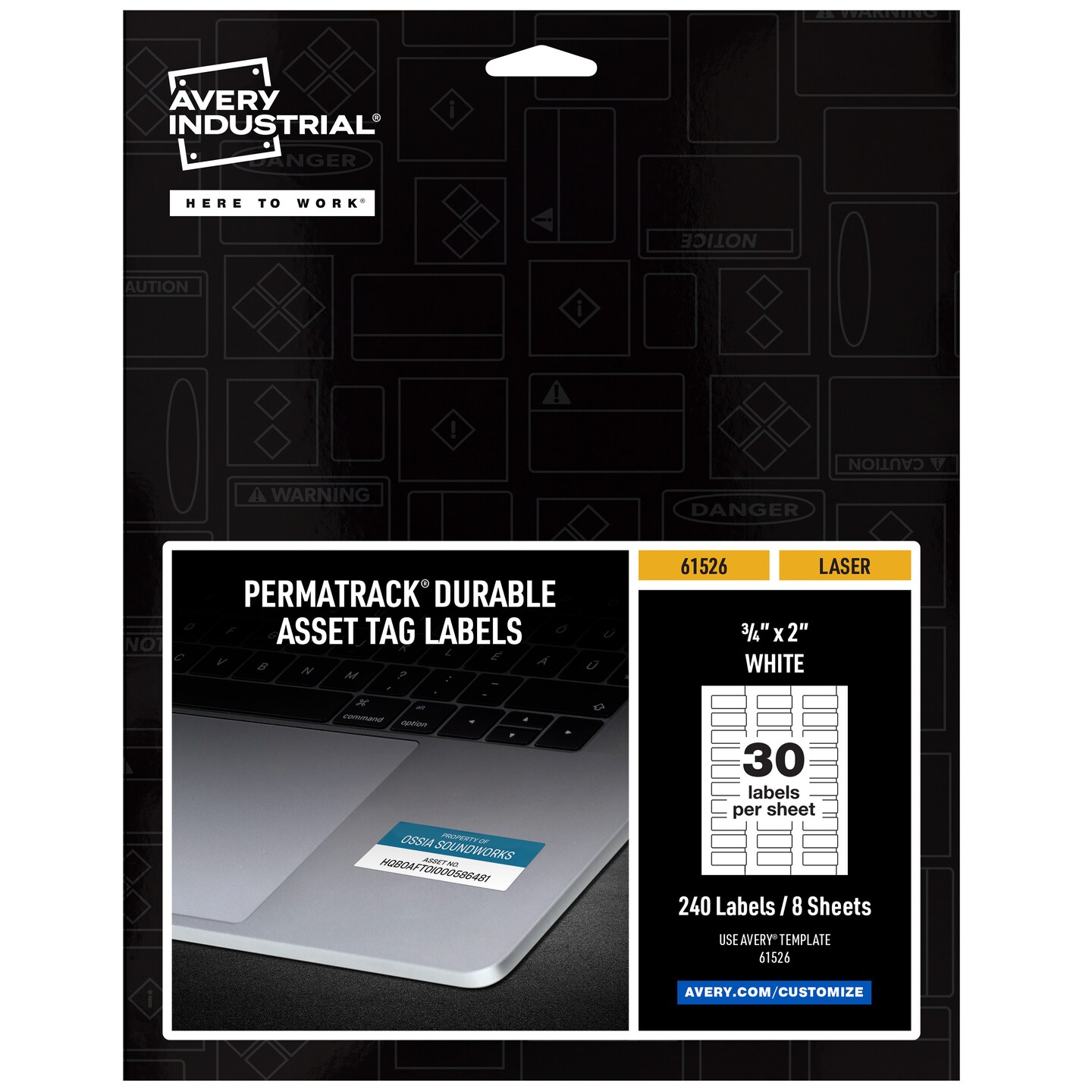 Avery PermaTrack Durable White Asset Tag Labels, 3/4" x 2", 240 Asset Tags (61526)
