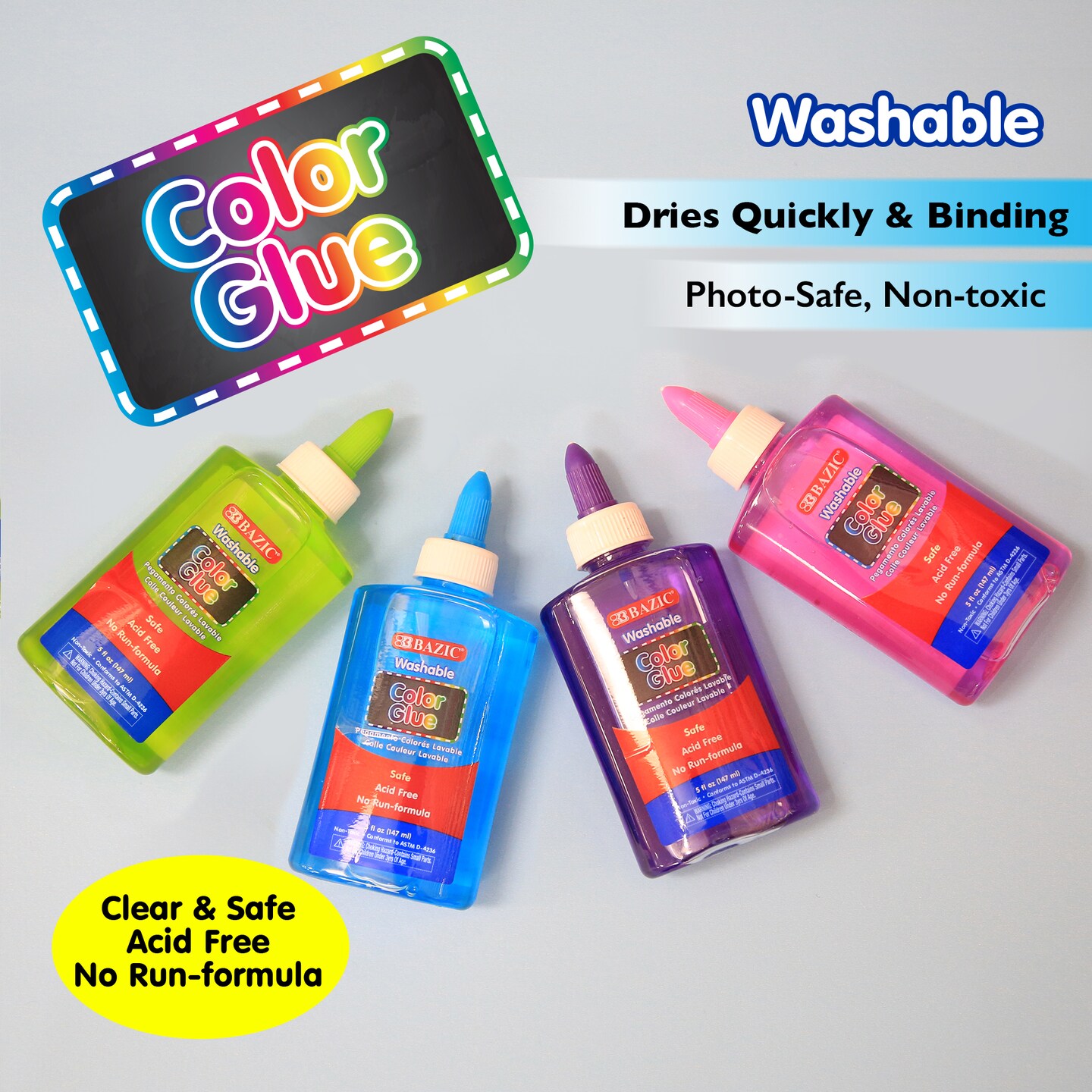 BAZIC Clear Washable School Glue Color 5 FL OZ (147 mL)