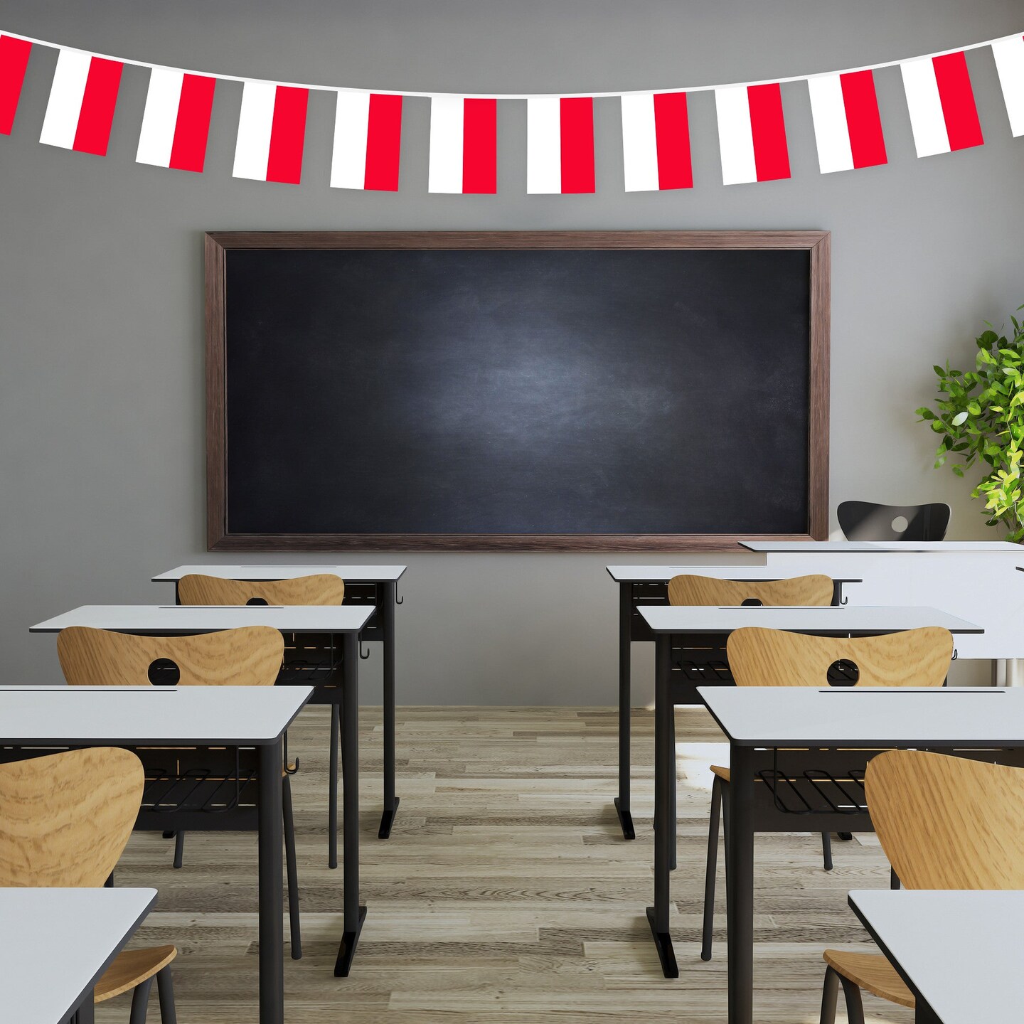 G128 Poland Polish Bunting Banner | Flag 8.2 x 5.5 Inch, Full String 33 Feet | Printed 150D Polyester, Decorations For Bar, School, Festival Events Celebration