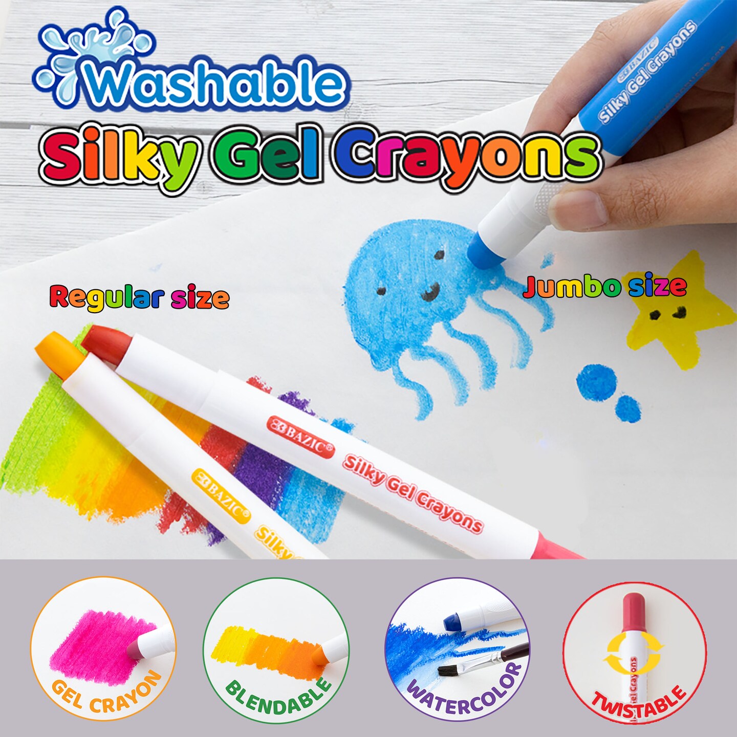 BAZIC Silky Gel Crayons 12 Color
