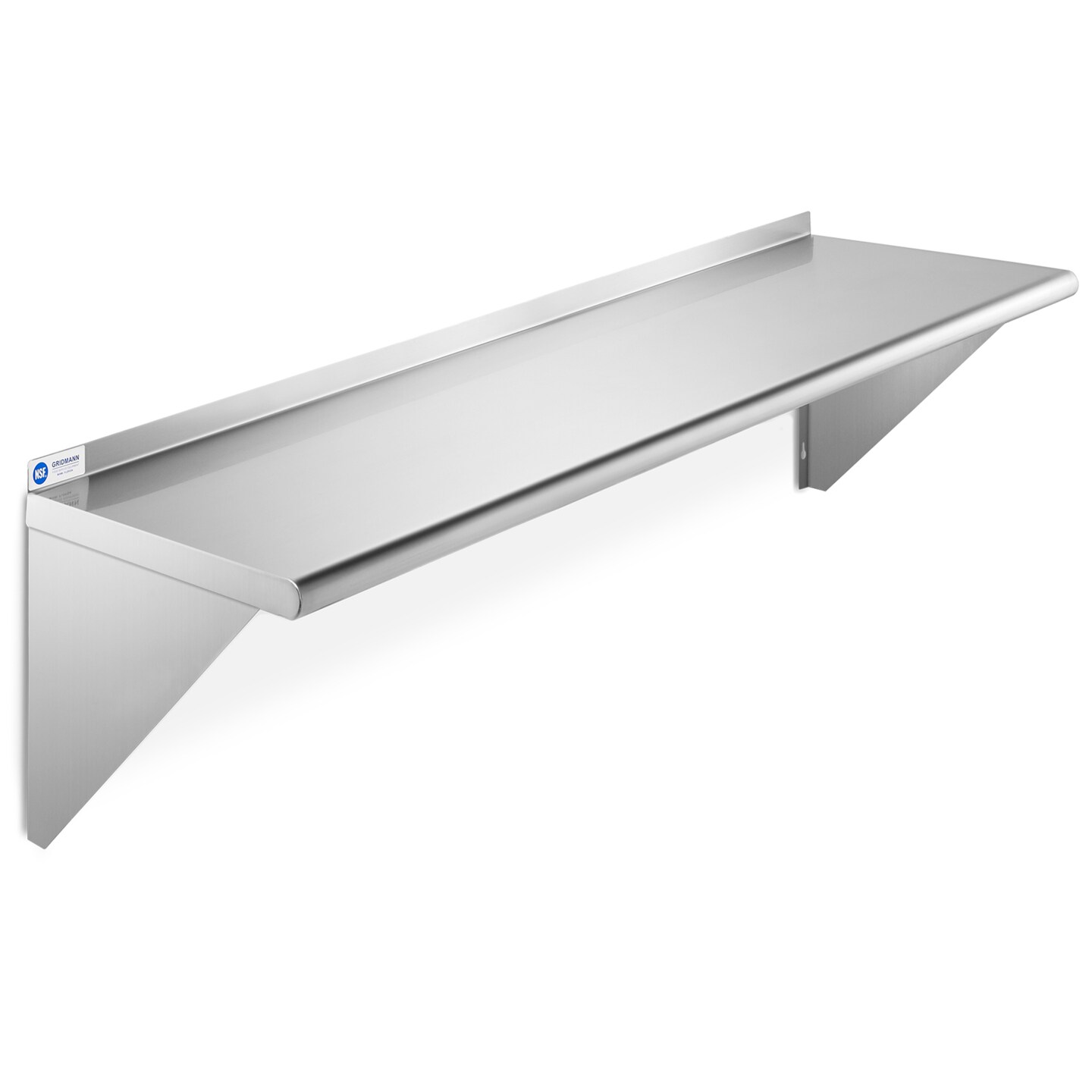 GRIDMANN NSF Stainless Steel 12" Deep Kitchen Wall Mount Shelves for Commercial Restaurant Bar w/ Backsplash