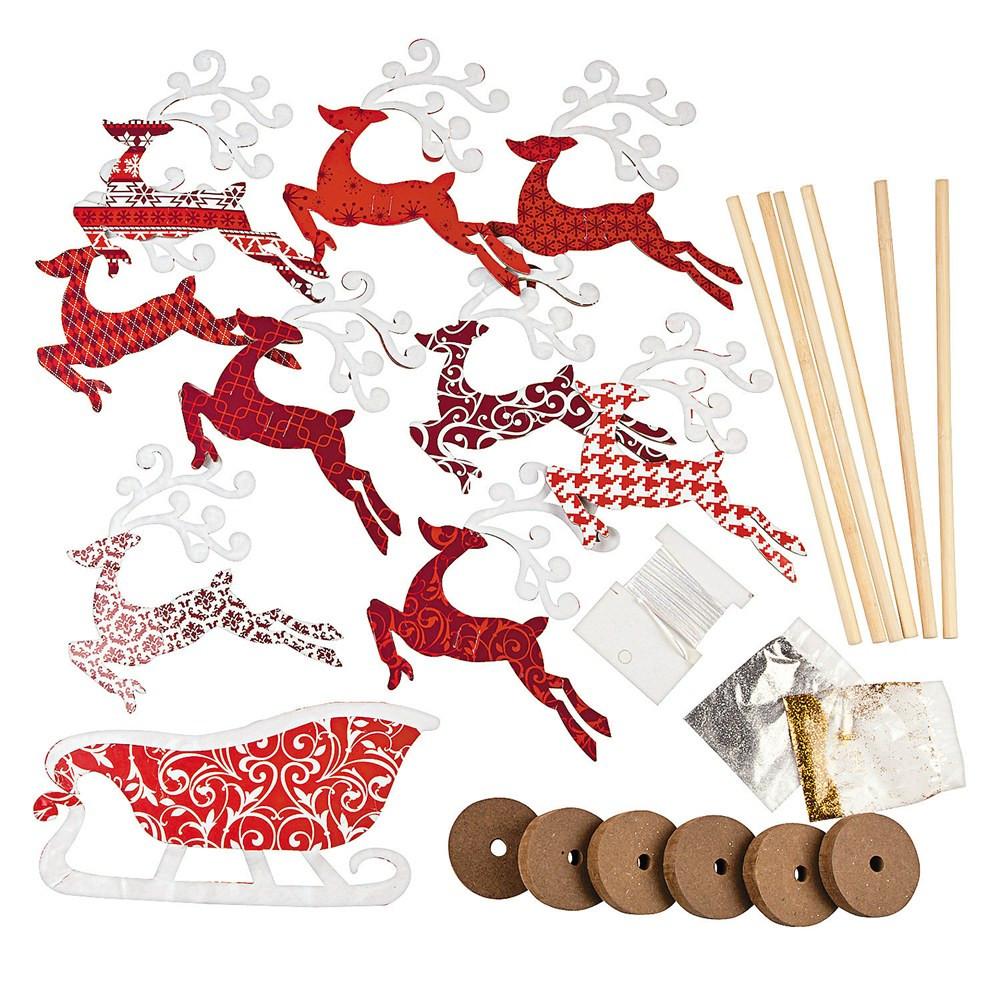 Set of 6 Flying Reindeer Figurines DIY Craft Kit