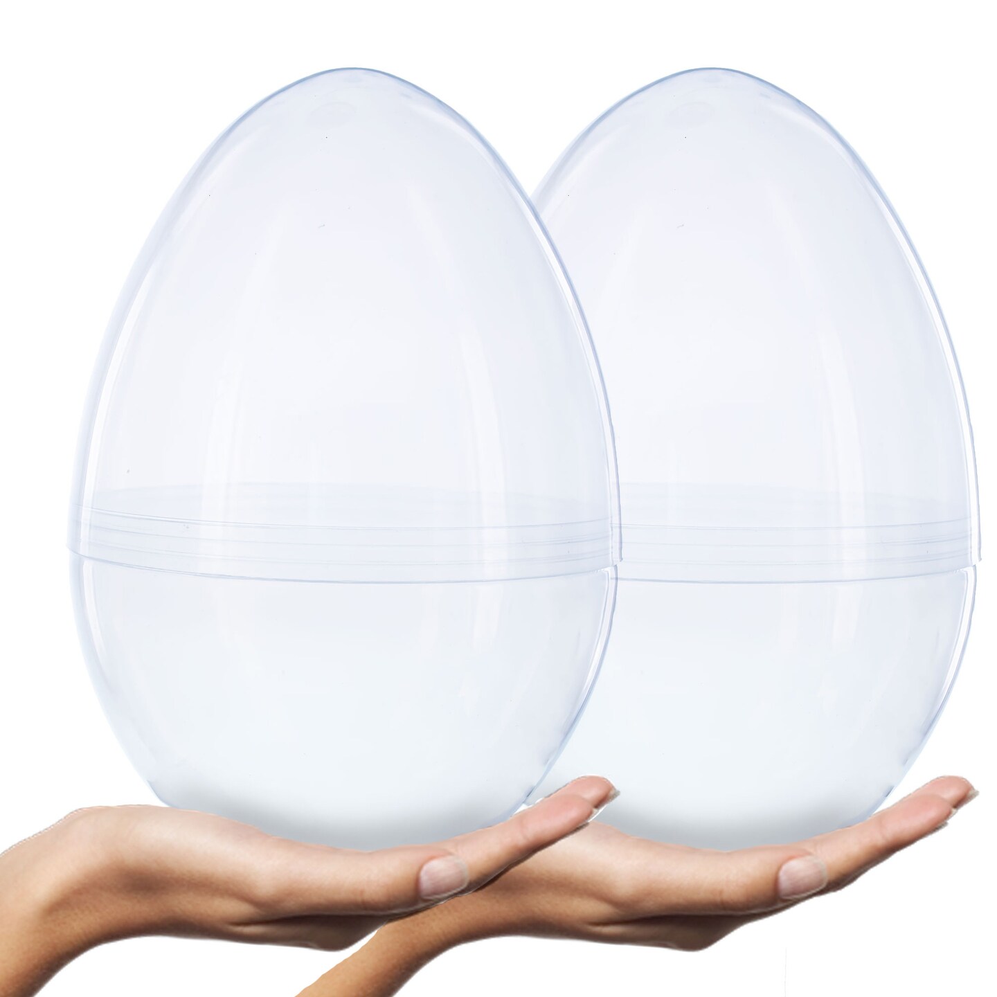 Set of 2 Giant Transparent Jumbo Size Clear Plastic Easter Eggs 10 Inches