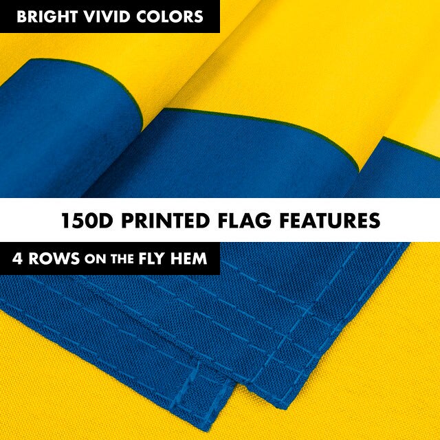 G128 Combo Pack: 6 Feet Tangle Free Spinning Flagpole (Black) Sweden Swedish Flag 3x5 ft Printed 150D Brass Grommets (Flag Included) Aluminum Flag Pole