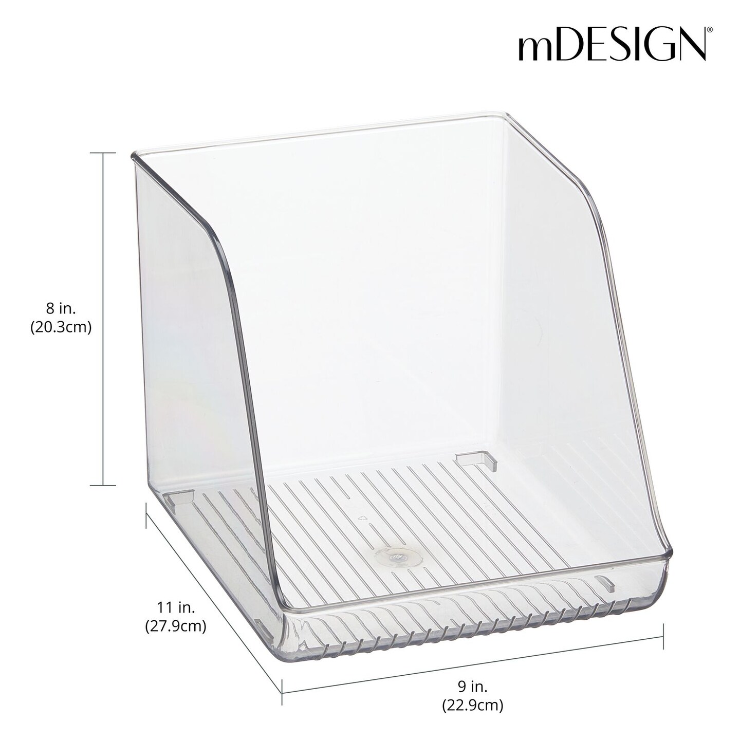mDesign Tall Plastic Water Bottle Stackable Fridge Storage Organizer Bin, Clear