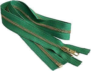 #5 Brass YKK Medium Weight Jacket Separating Zipper - Choose Your Length - Color: Kelly Green #540 - Made in The United States (1 Zipper Per Pack) (Brass - 30" Inches)