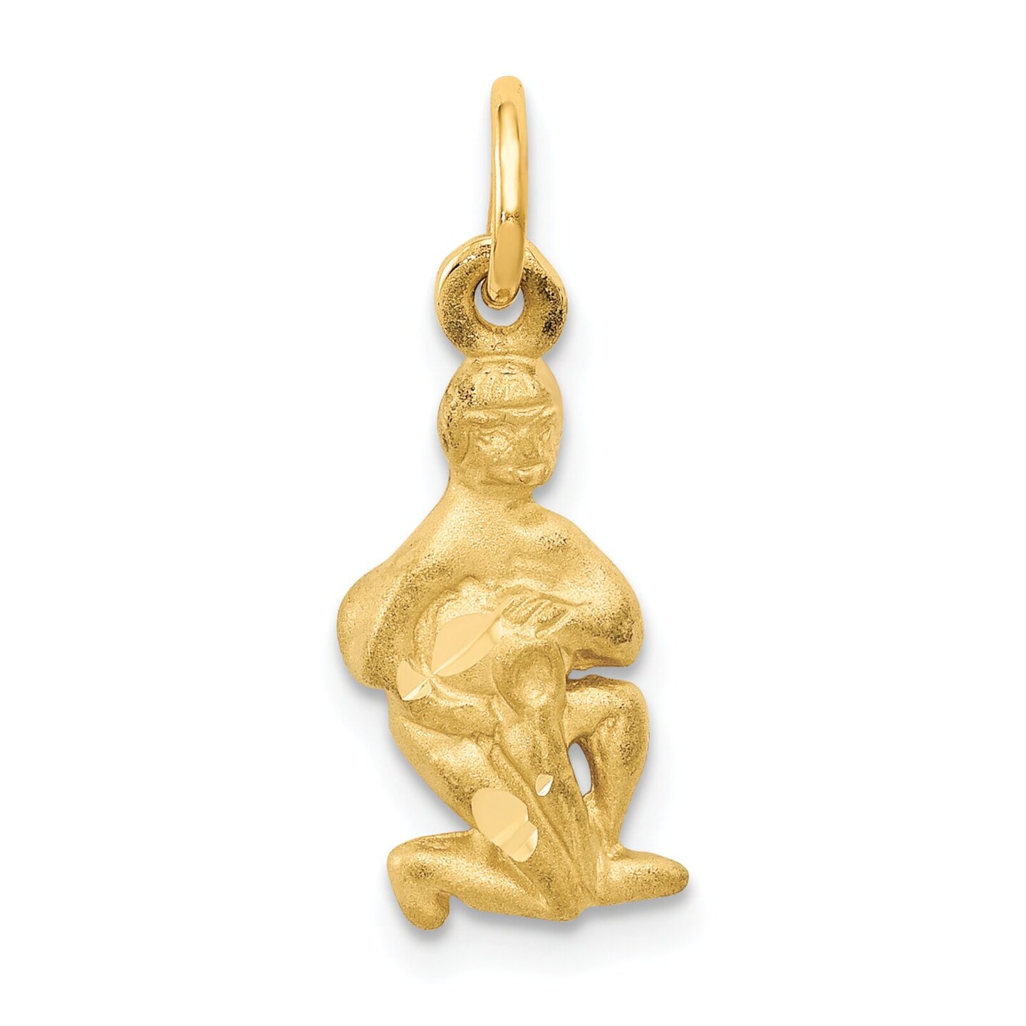 14K Gold Aquarius Zodiac Charm Jewelry FindingKing Astrological 20 X 8mm
