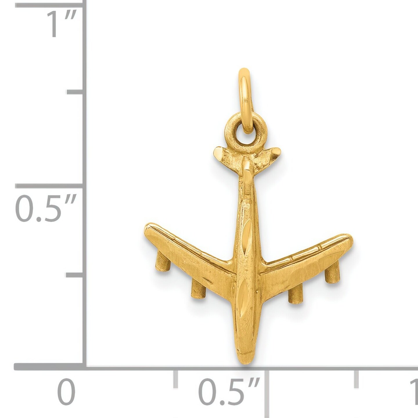14K Yellow Gold Airplane Charm Pendant Jewelry New 21.5 X 15.5mm