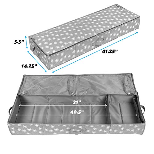 Wrapping Paper Storage Container &#x2013; Fits up to 27 Rolls 1 3/8&#x201D; Diam. - Underbed Gift Wrap Organizer Bags, Wrapping Paper Rolls, Ribbon, and Bows - Under Bed- Durable Material 600D - Up to 40&#x22; Rolls
