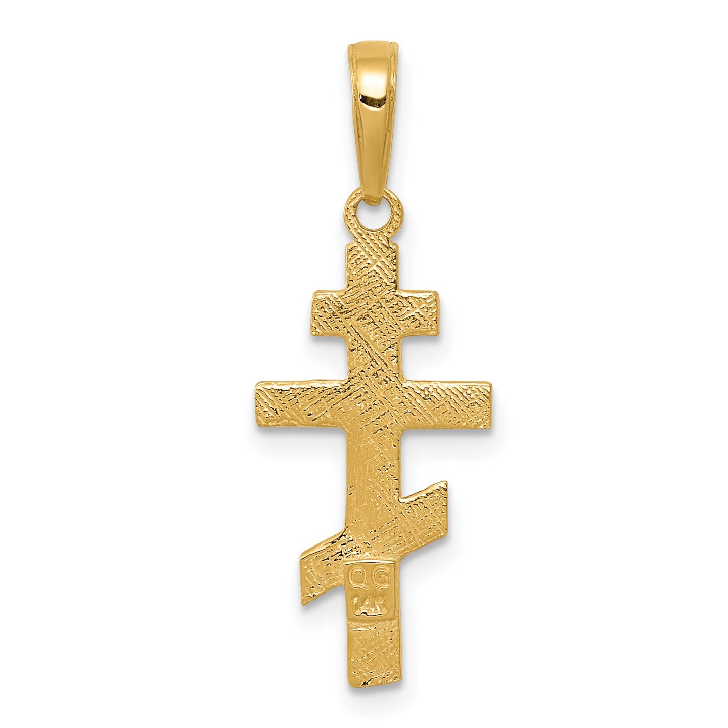 14K Yellow Gold Orthodox Cross Pendant Charm Jewelry 26mm x 11mm