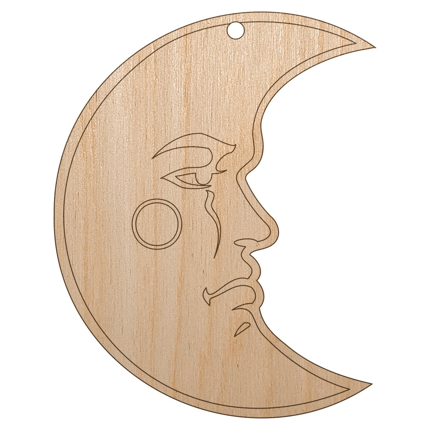 Heraldic Moon Face Unfinished Craft Wood Holiday Christmas Tree DIY Pre-Drilled Ornament